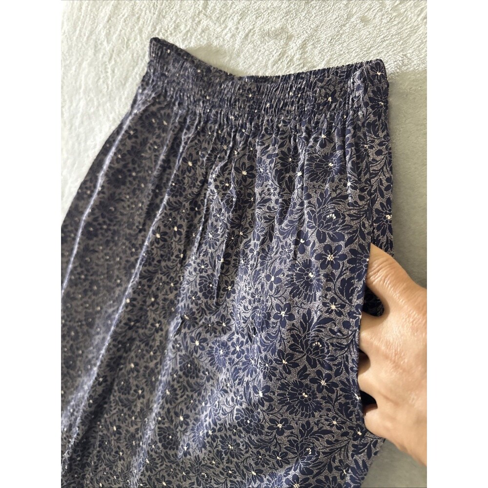 Blue White Floral Ditsy Print Wide Leg Palazzo Pants High Waist Size XS - Picture 8 of 15